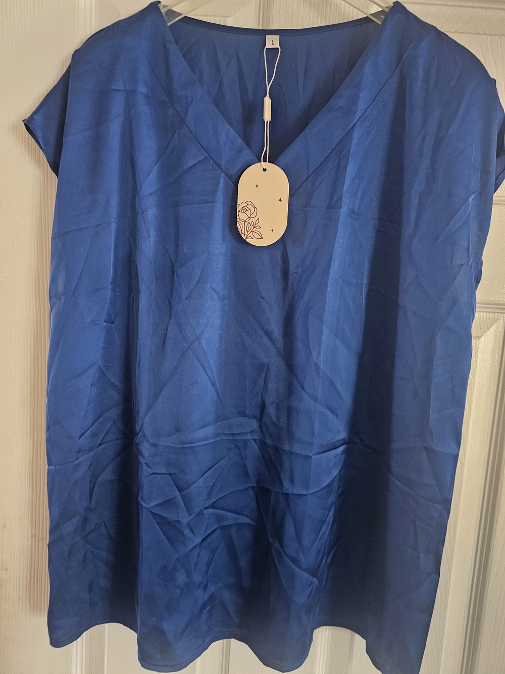 NWT Silky V-Neck Sleeveless/short Sleeve Tunic Top - Royal Blue